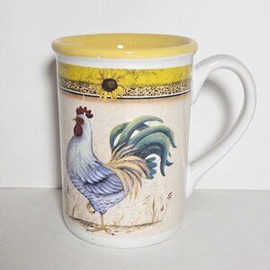Gibson Morning Call Rooster/Sunflower Farmhouse Country Coffee Yellow Mug